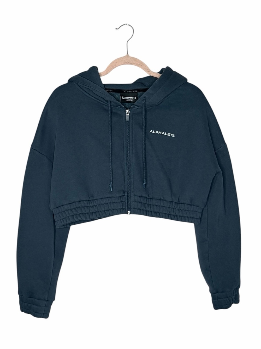 Alphalete Teal Cropped Zip Hoodie with Hood
